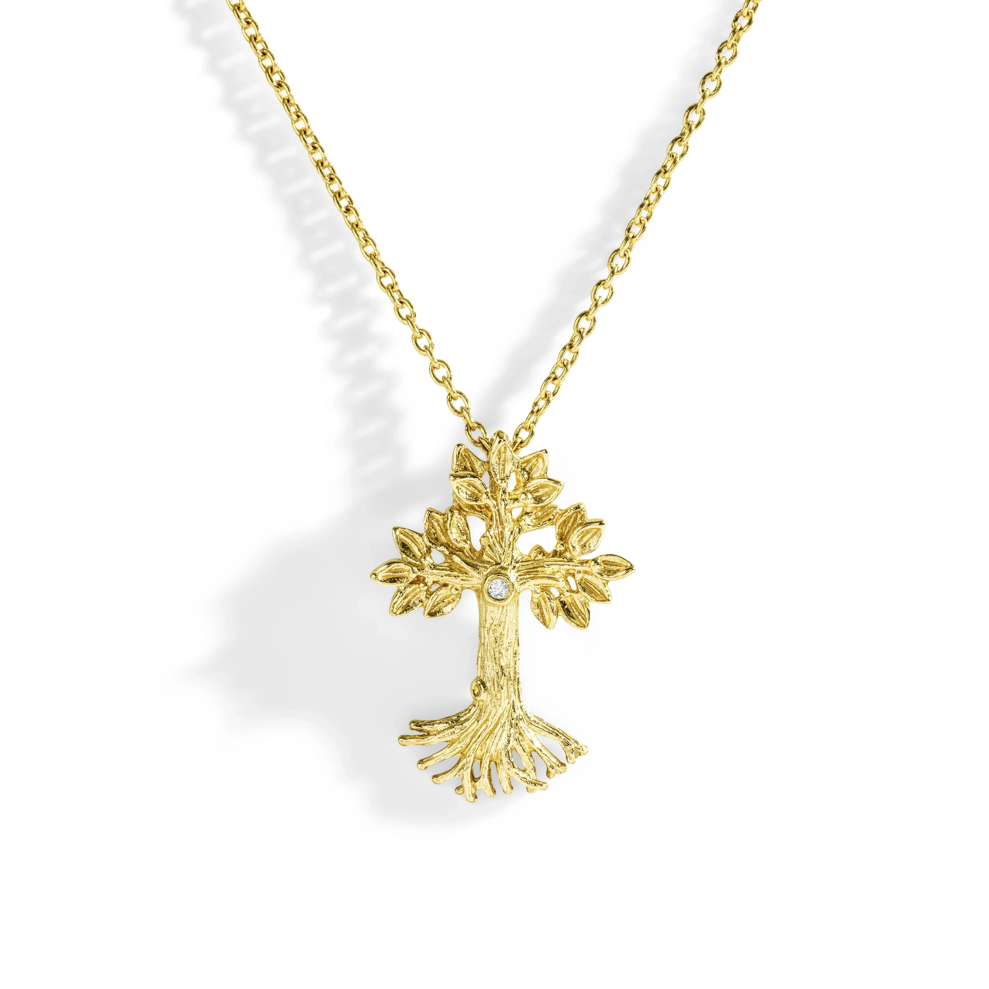 Armenian Tree of Life 33mm Cross Pendant Necklace with Diamonds