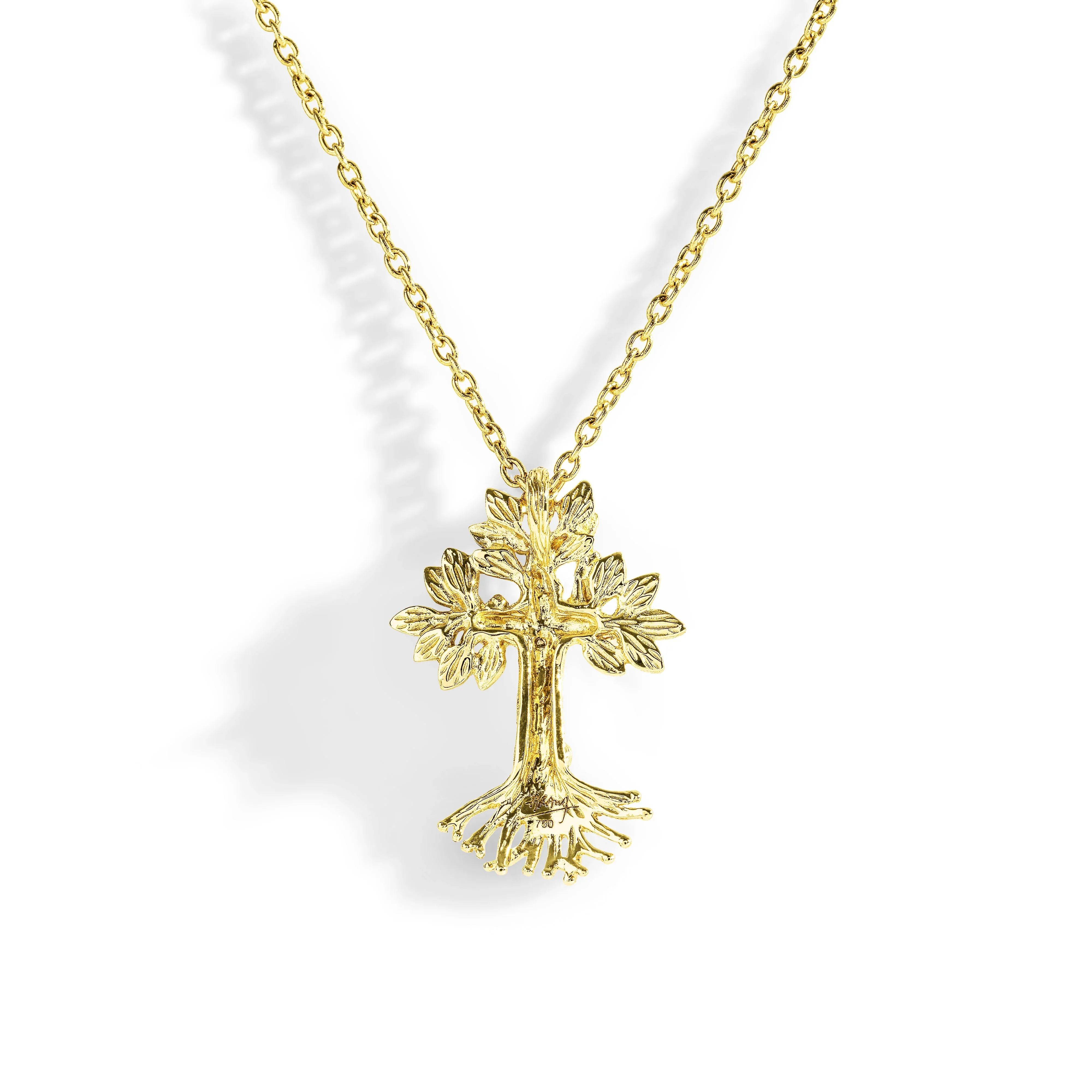 Armenian Tree of Life 33mm Cross Pendant Necklace with Diamonds - Image 2