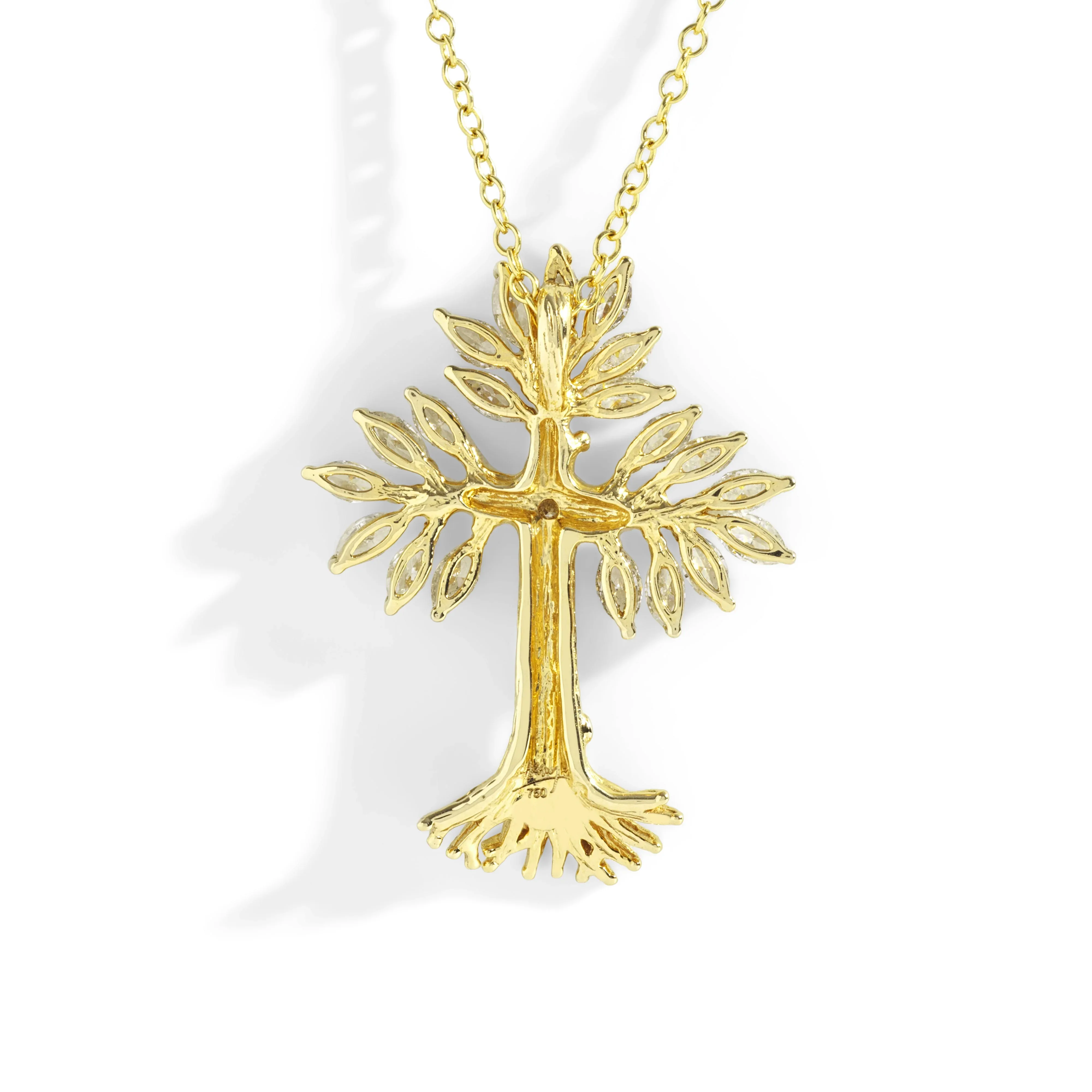 Armenian Tree of Life 25mm Cross Pendant Necklace with Diamonds - Small - Gold - Image 4