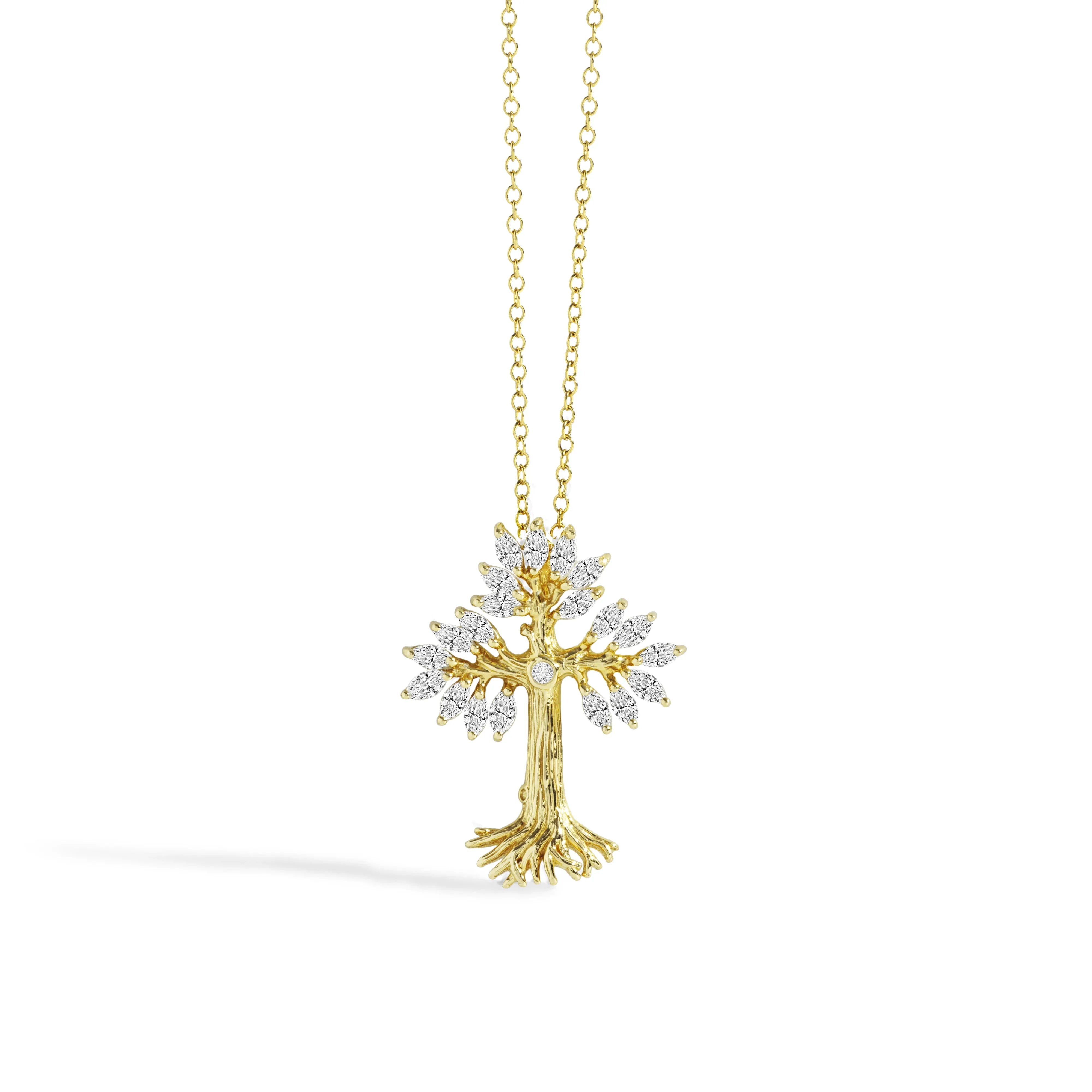 Armenian Tree of Life 25mm Cross Pendant Necklace with Diamonds - Small - Gold - Image 5