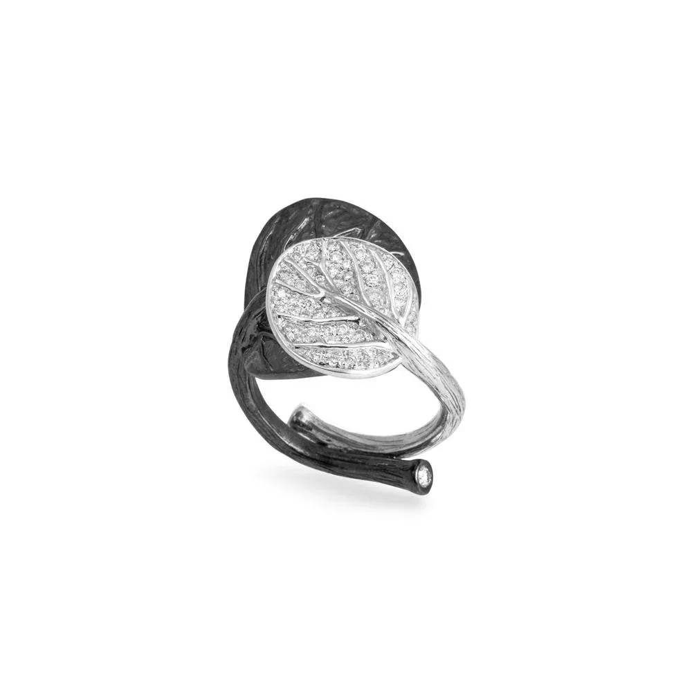 Botanical Leaf Ring with Diamonds - Image 2