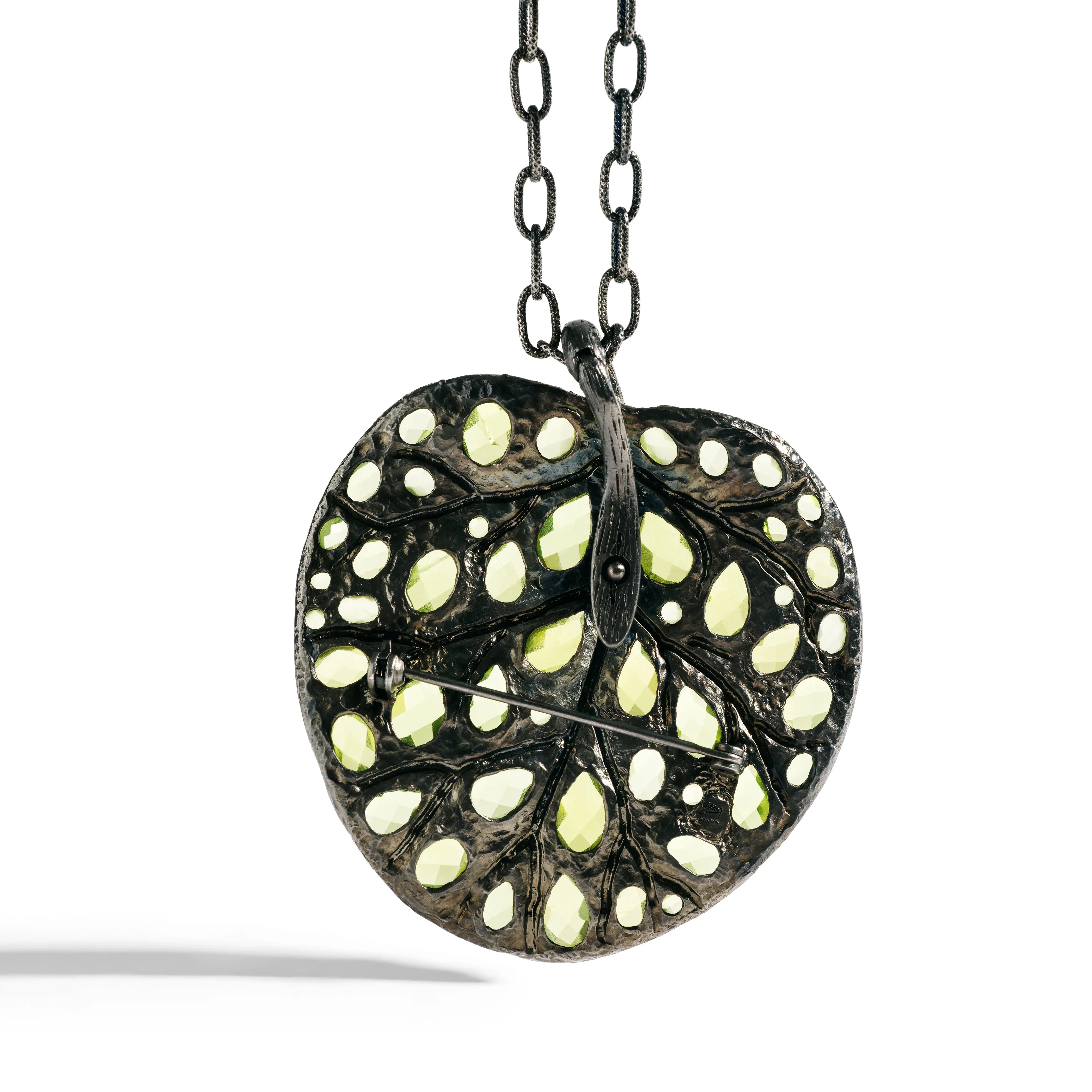 Botanical Leaf 53mm Necklace with Peridot and Diamonds - Image 4