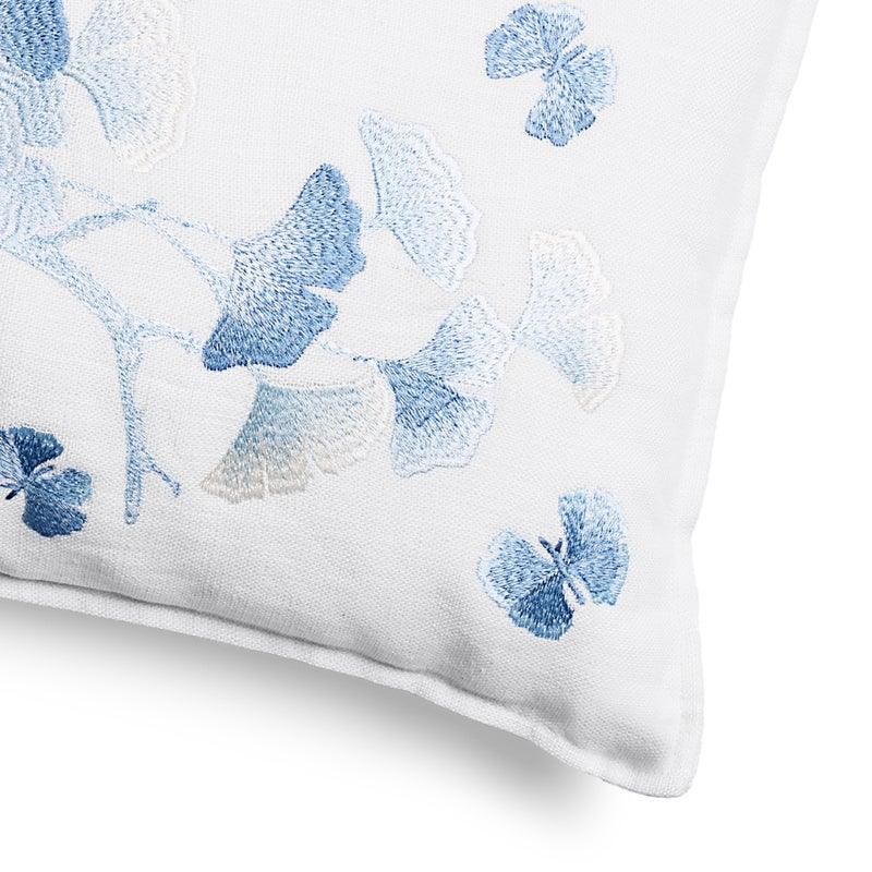 Butterfly Ginkgo Ombre Embroidered Dec Pillow Sky and Crème - Image 3
