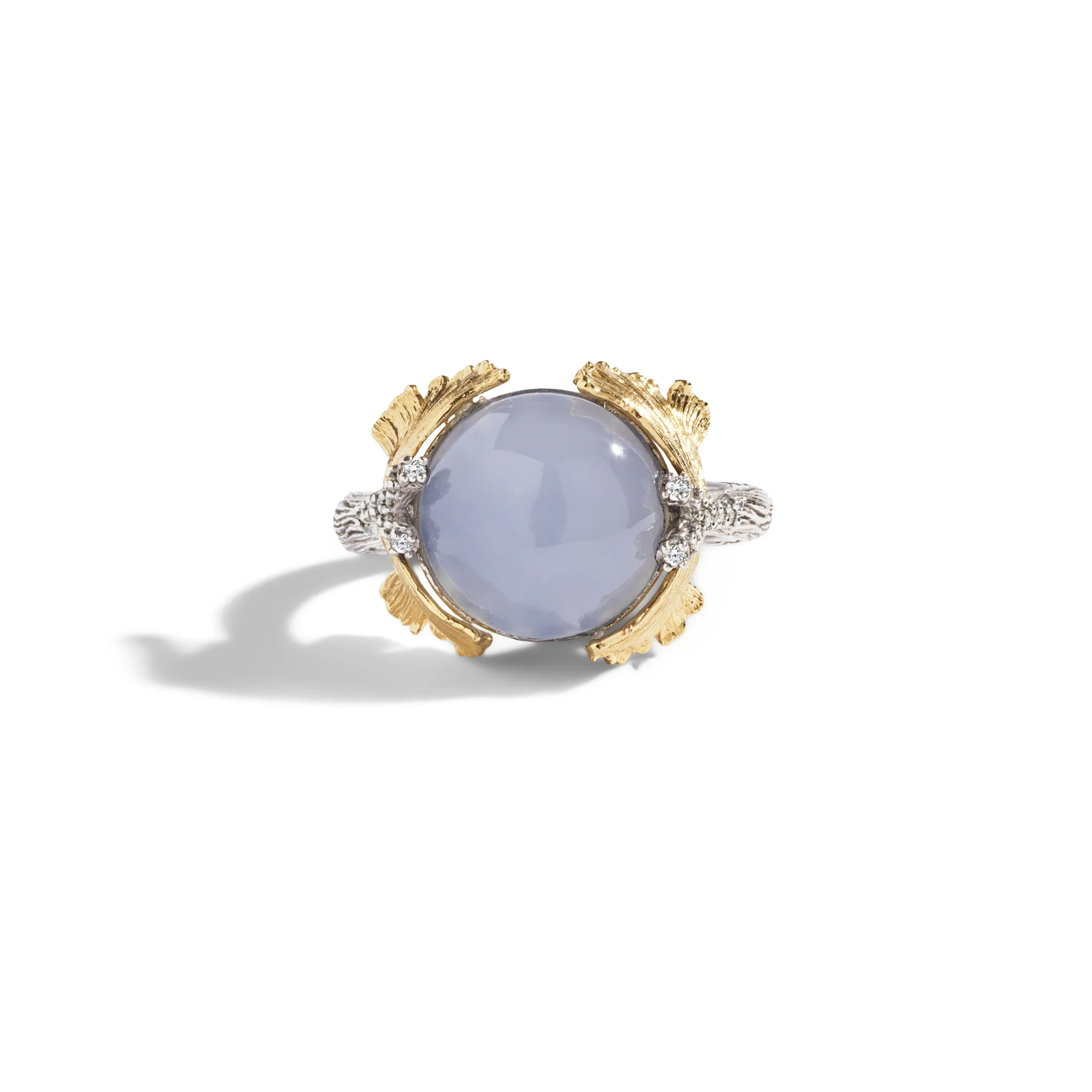 Butterfly Ginkgo Ring with Chalcedony and Diamonds - Image 2