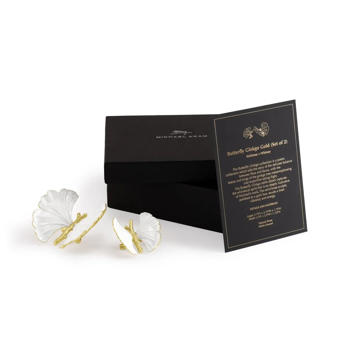 Butterfly Ginkgo Gold Decorative Objects Set of 2 - Image 5