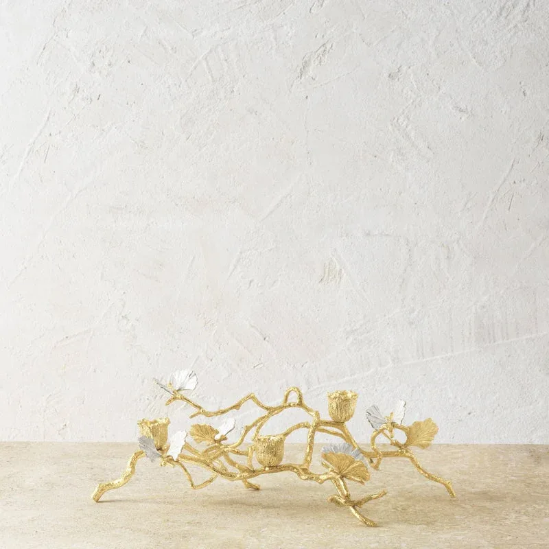 Butterfly Ginkgo Gold Low Candleholders - Image 3
