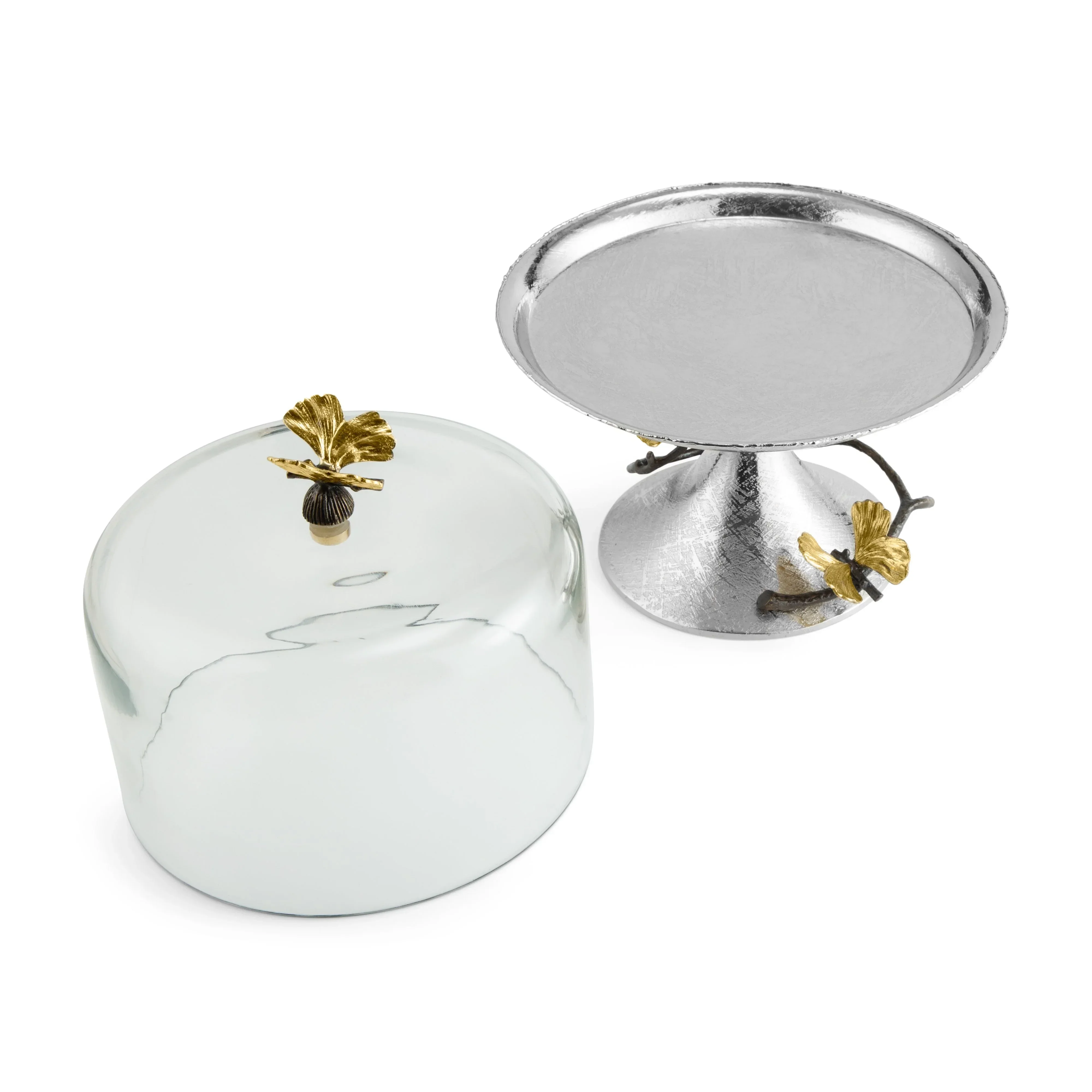 Butterfly Ginkgo Pastry Dish with Dome - Image 4