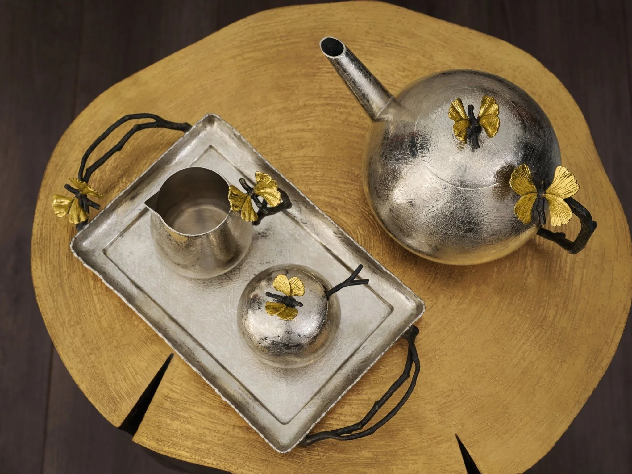 Butterfly Ginkgo Round Teapot - Image 4