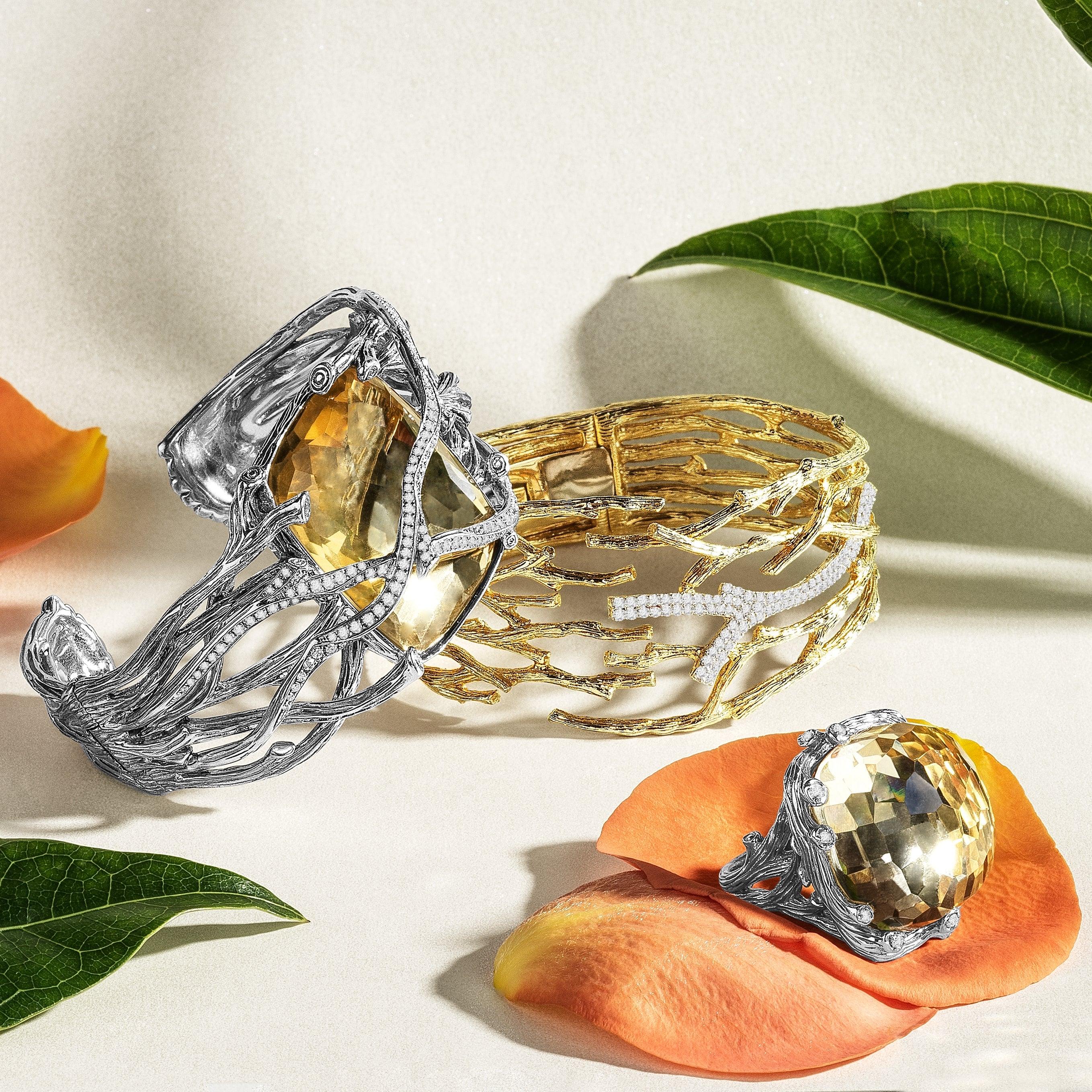 Enchanted Forest Cuff Bracelet with Diamonds - Gold - Image 5