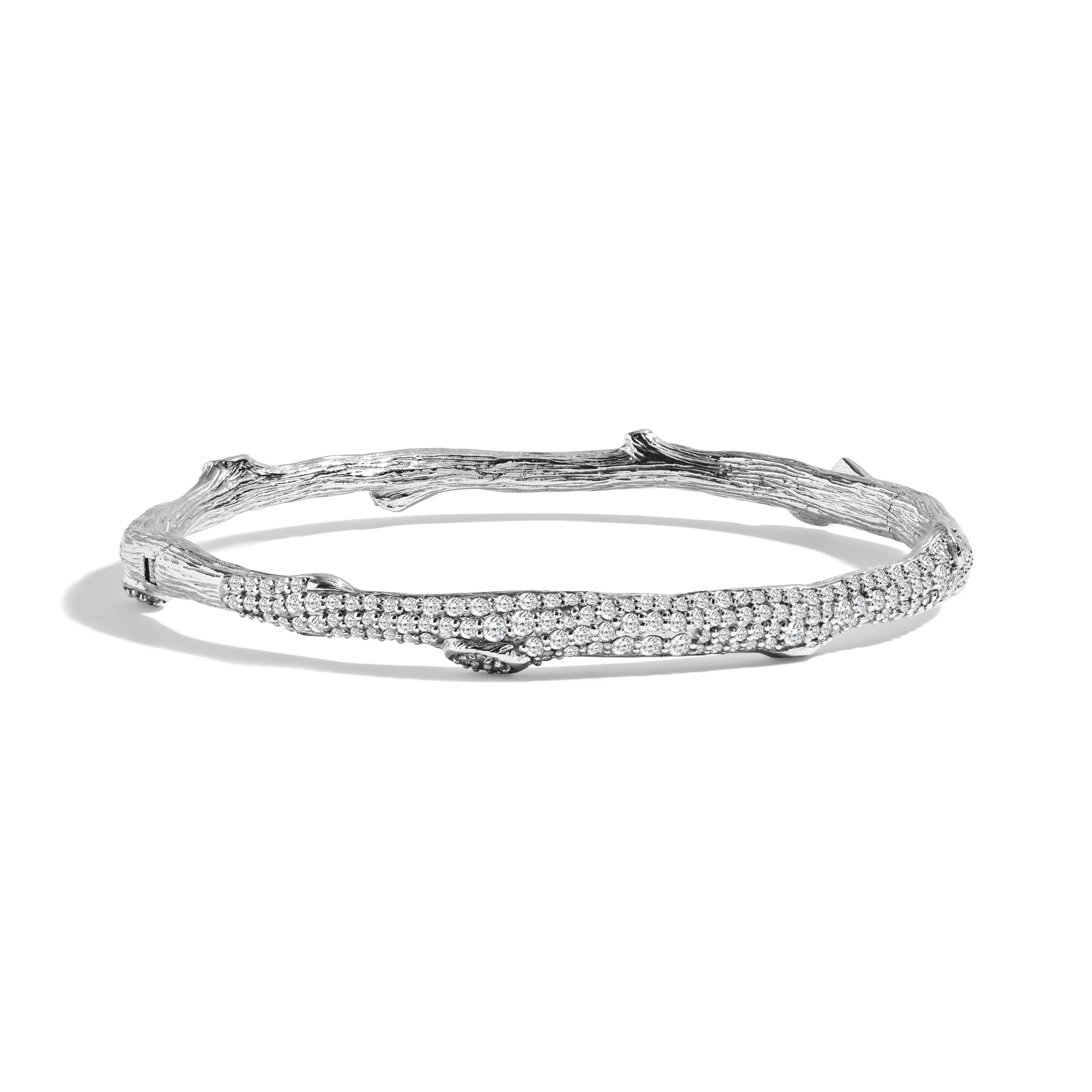 Enchanted Forest Pave Bangle Bracelet with Diamonds - Silver - Image 4
