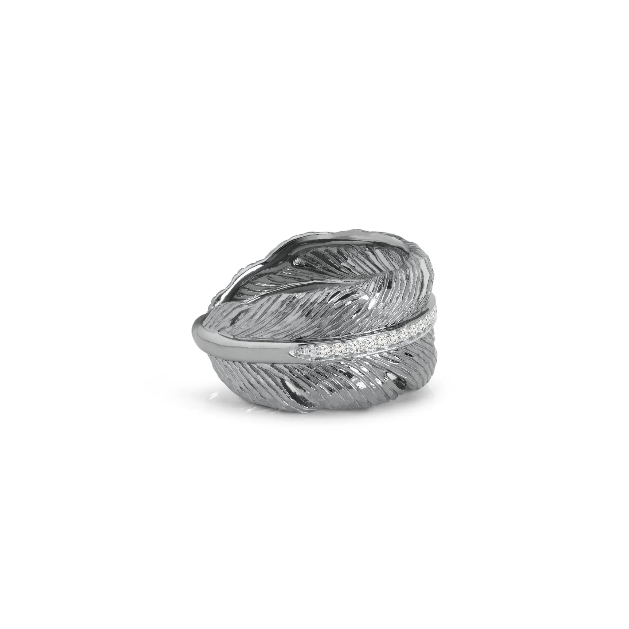 Feather Cuff Ring with Diamonds - Image 3