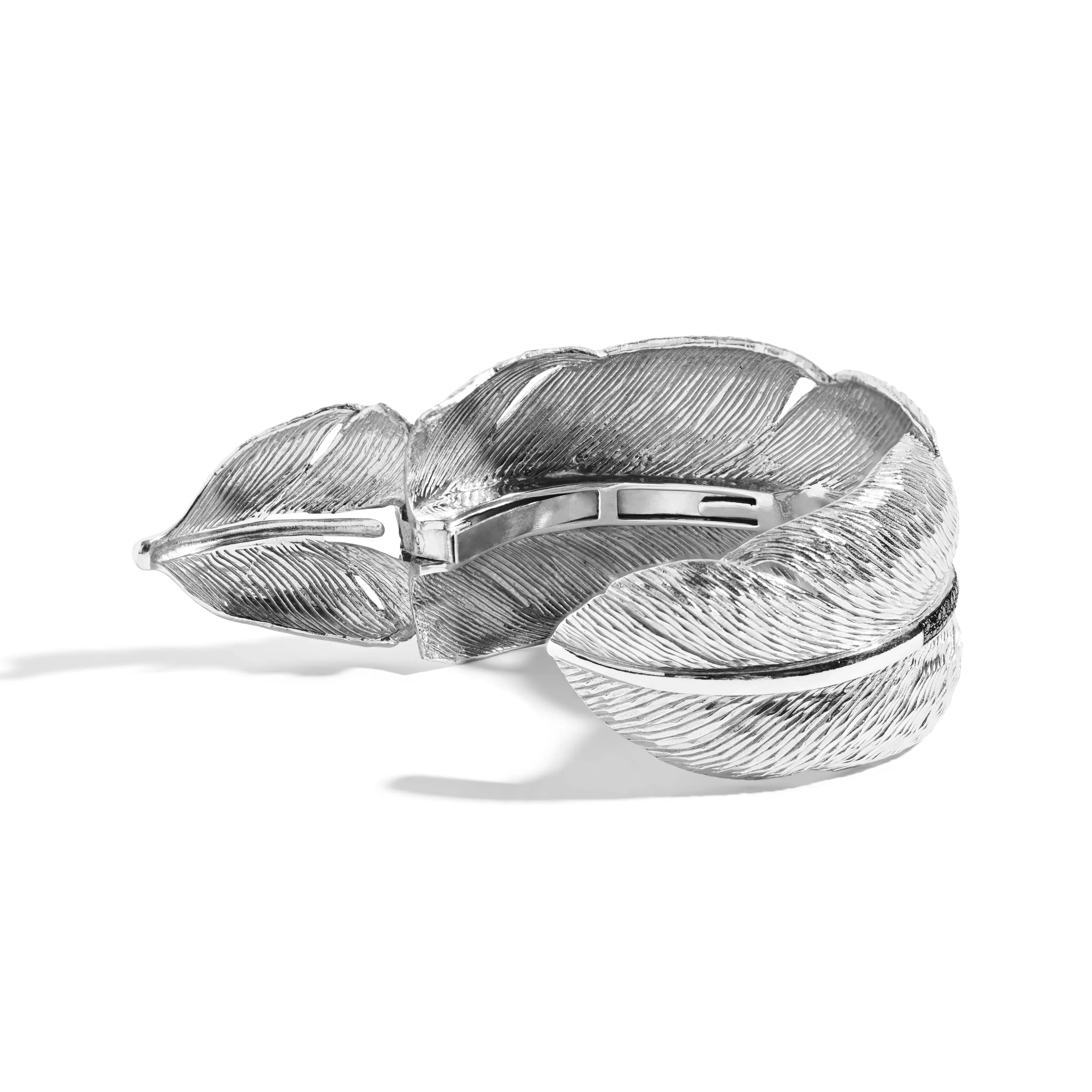 Feather Cuff with Diamonds - Silver - Image 3