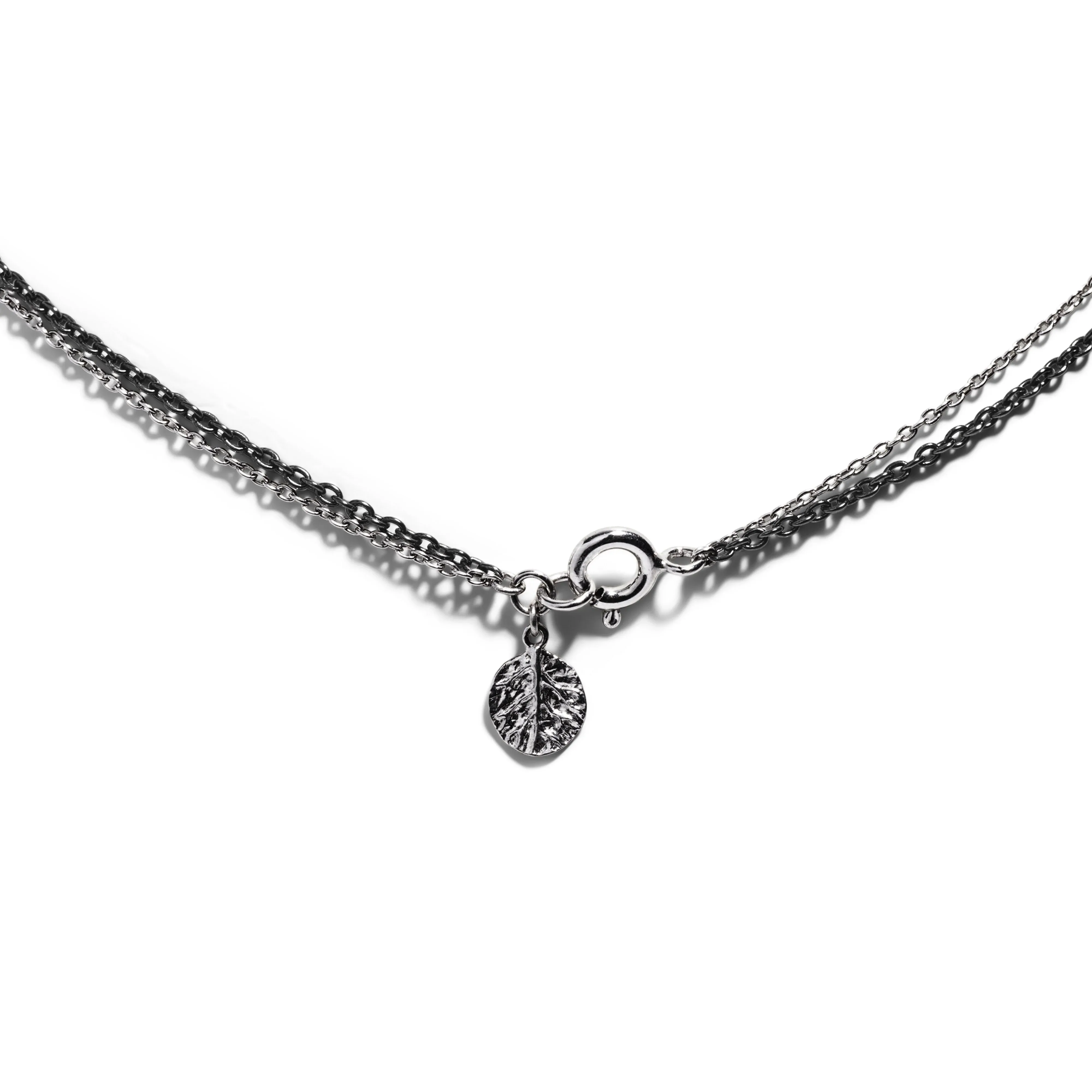 Feather 68mm Pendant Necklace with Black Diamonds - Image 2