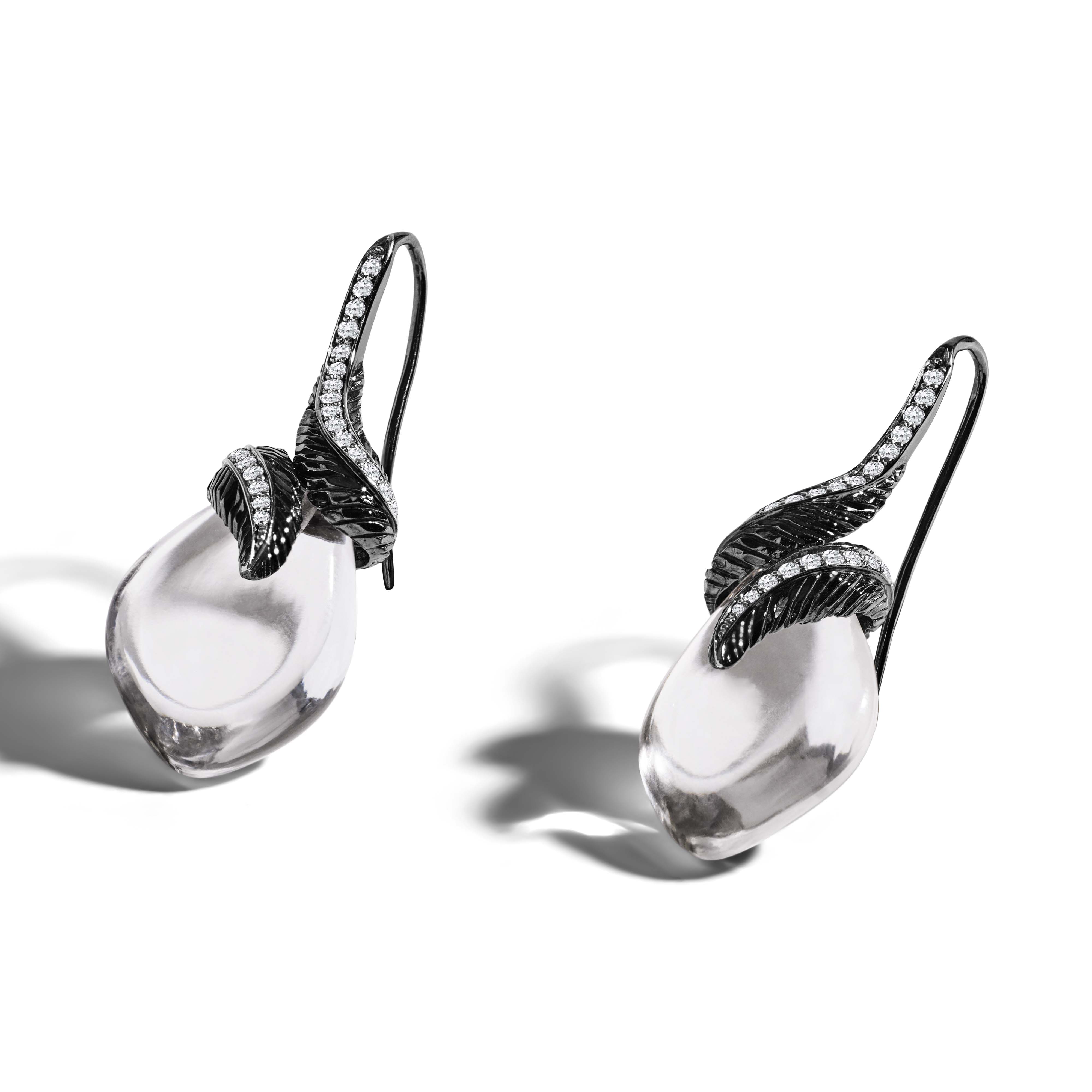 Feather Earrings with Crystal and Diamonds - Image 3