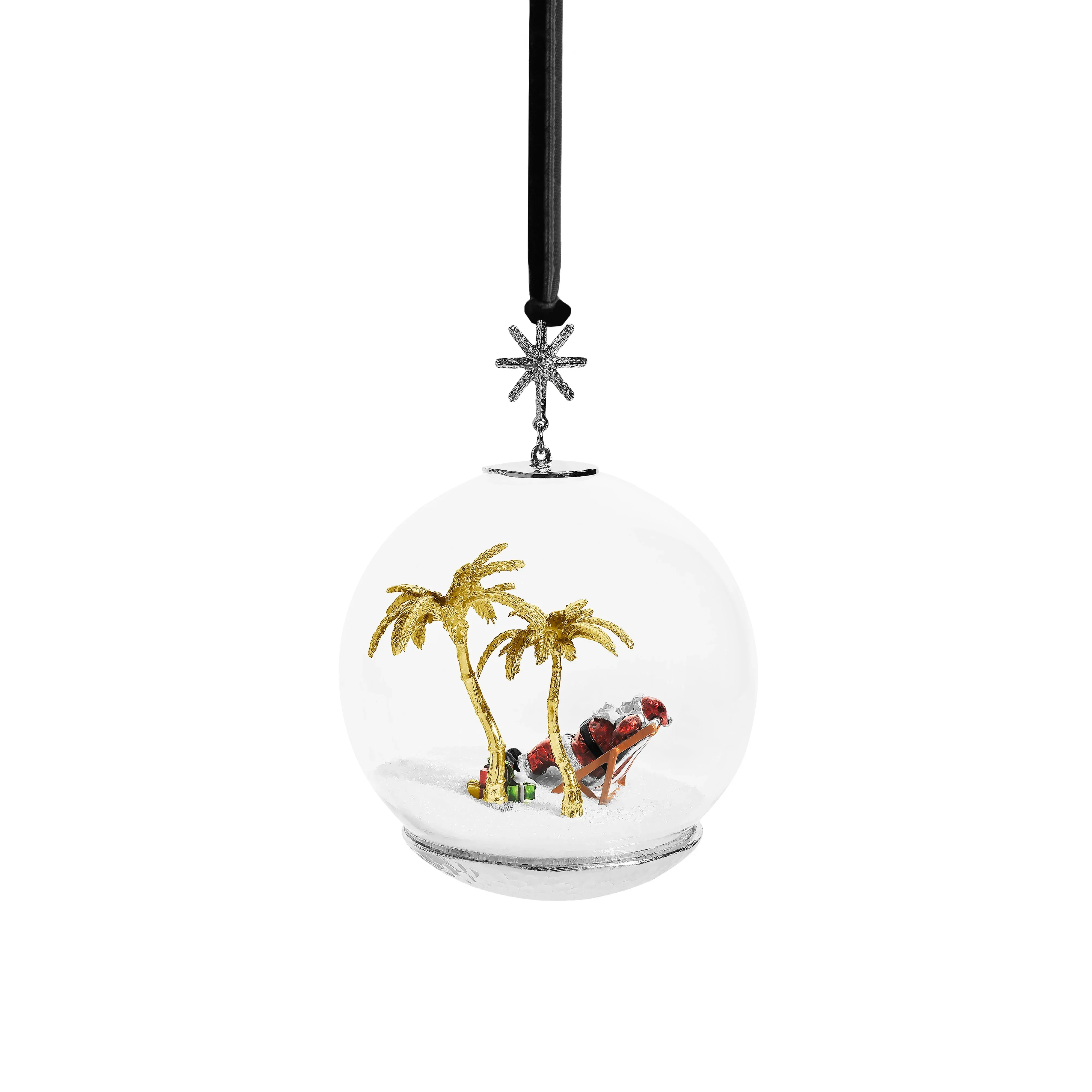 Island Santa Snow Globe Ornament - Image 3