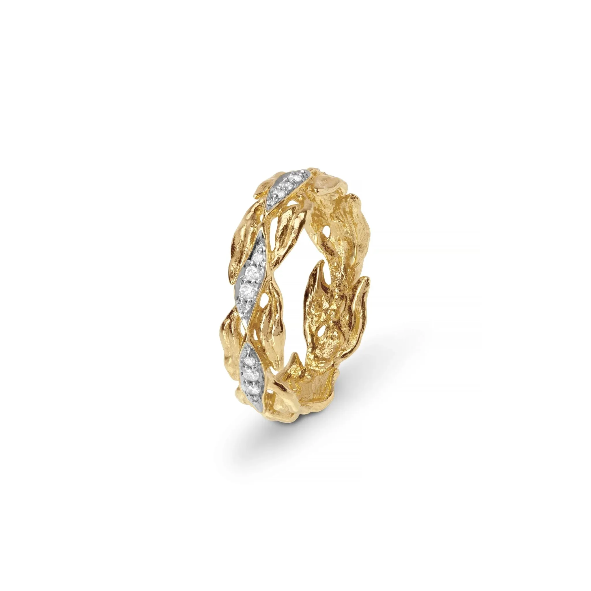 Laurel Ring with Diamonds - Yellow Gold