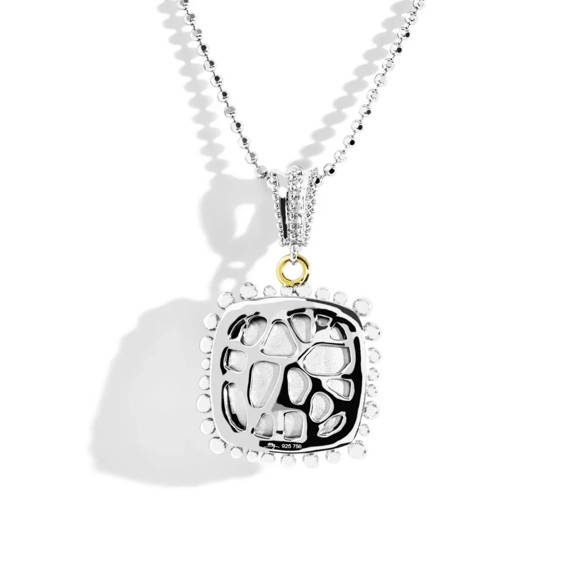 Molten 14mm Cushion Pendant w/ Amethyst in 18K Yellow Gold & Sterling Silver - Image 2
