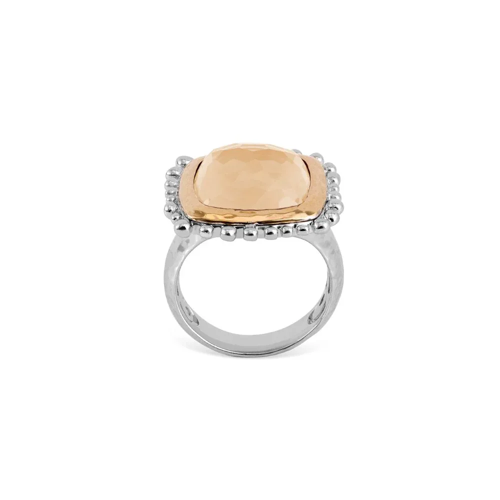 Molten 14mm Cushion Ring with Gold Doublet In 18K Gold