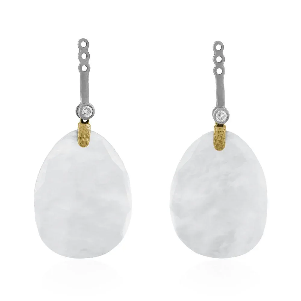 Molten Detachable Earring Drops w/ Crystal & Diamonds in 18K Yellow Gold & Sterling Silver