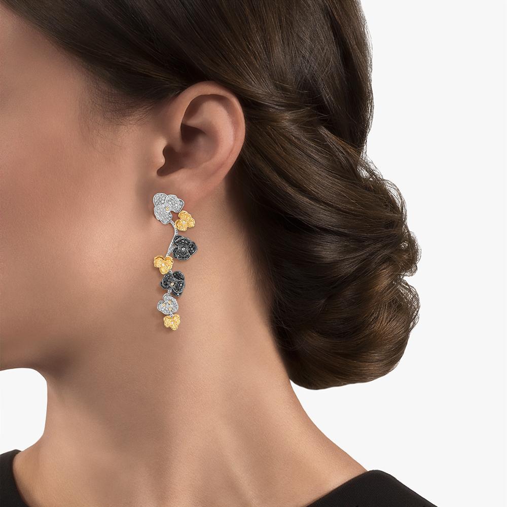 Orchid Earrings with Diamonds - Drop - Image 2