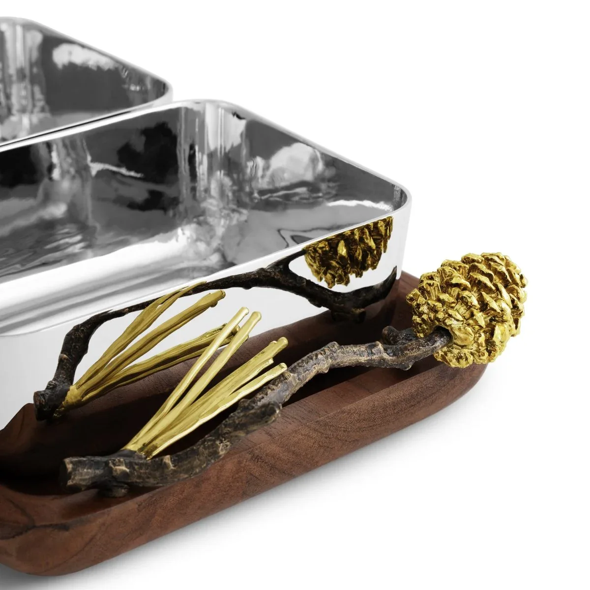 Pine Cone Wood Triple Bowl - Image 4