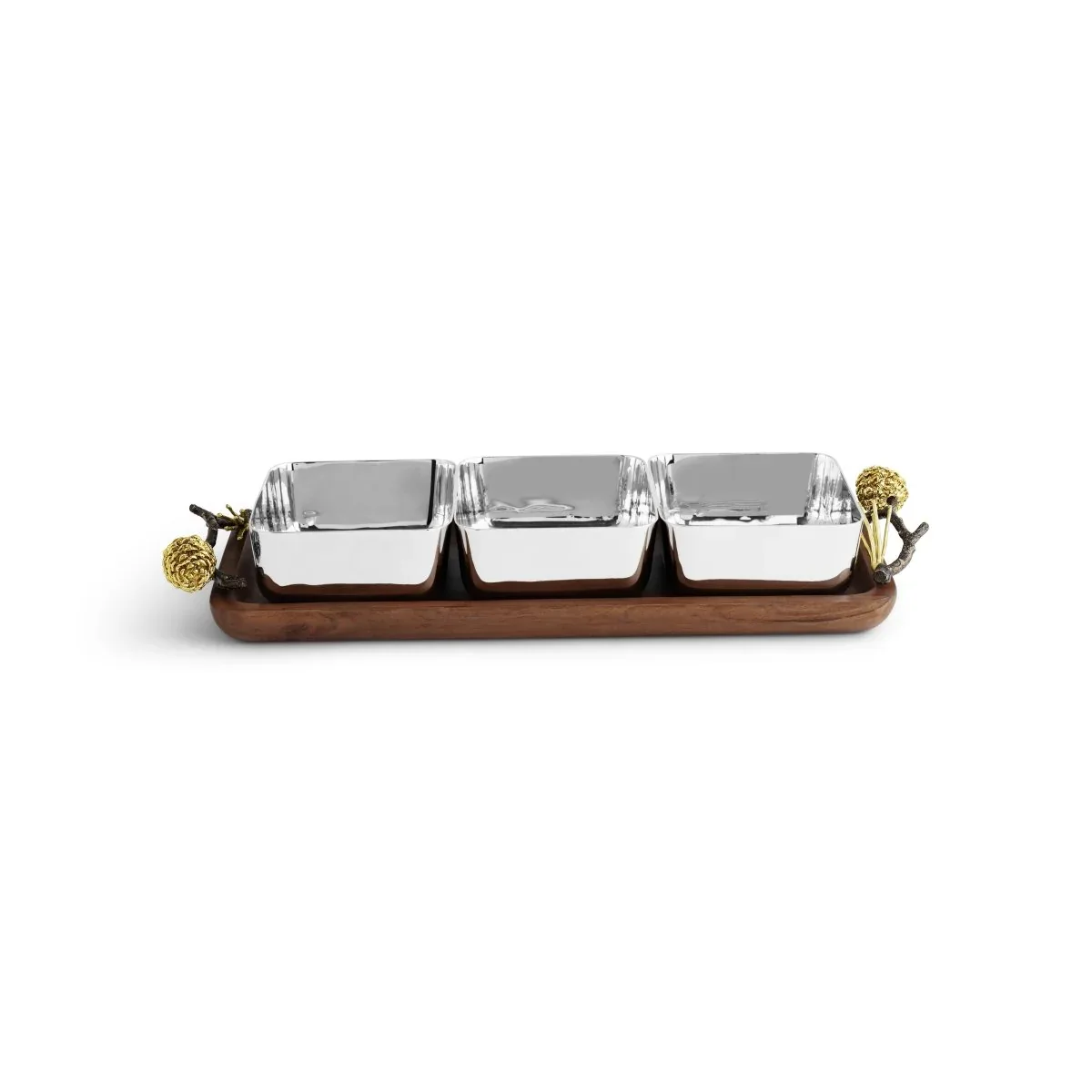 Pine Cone Wood Triple Bowl - Image 6
