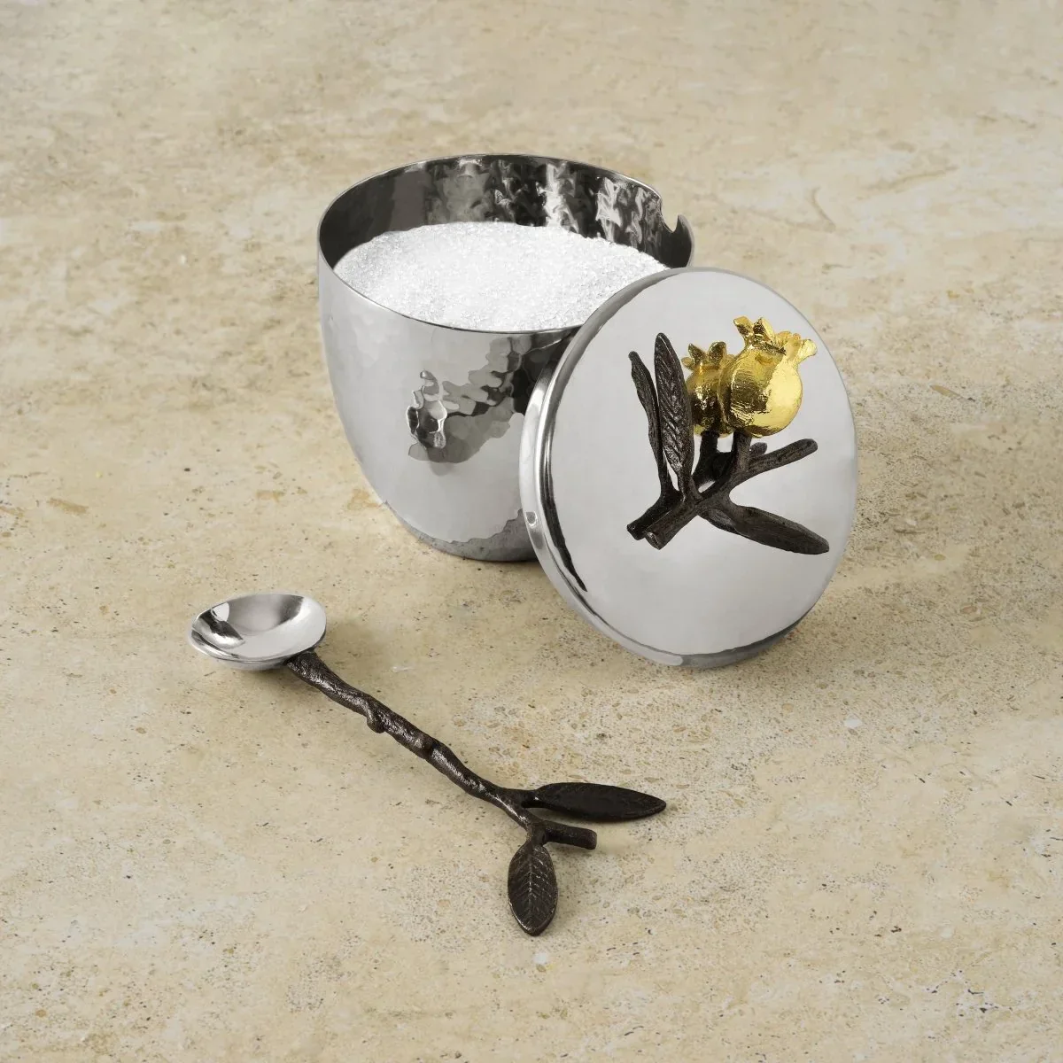 Pomegranate Sugar Pot with Spoon - Image 3