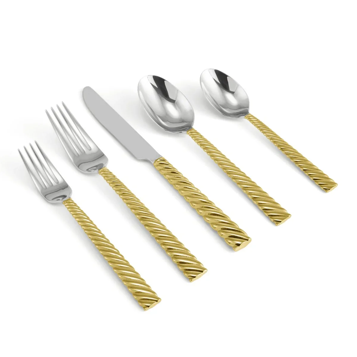 Twist 5-Piece Flatware Set Gold - Image 3